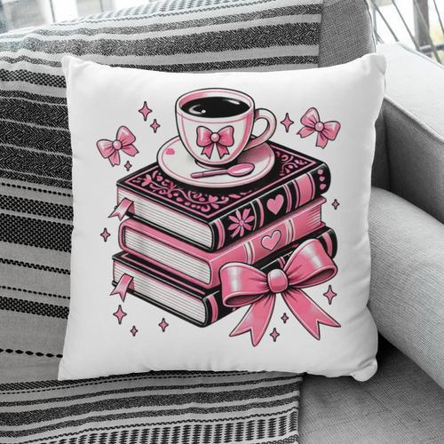 All Booked For Valentine's Teacher Coquette Bow Coffee Book Pillowcase - Bookorys CA