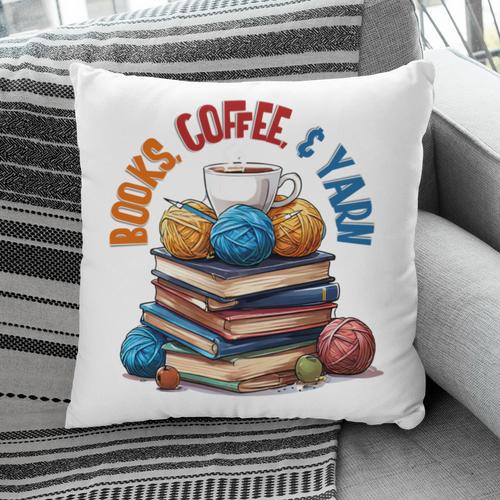 “Books Coffee & Yarn Enthusiast Cozy Reader Pillowcase - Bookorys