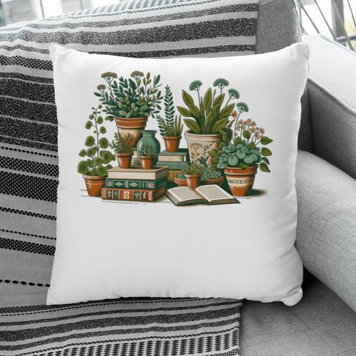 Botanical Garden Plants With Books Pillowcase - Bookorys