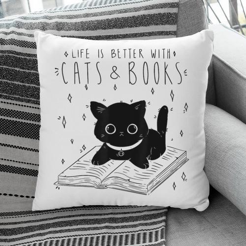 Cat Book For Women Life Is Better With Cats And Books Pillowcase - Bookorys
