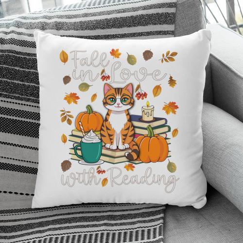 Cat Fall In Love With Reading Book Lover Autumn Pillowcase - Bookorys