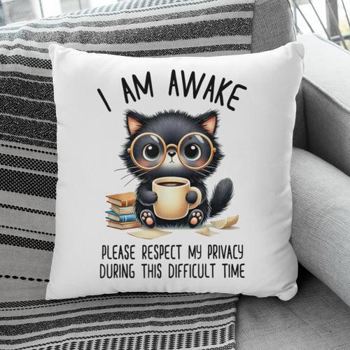 Cat Glasses Coffe Books I Am Awake Please Respect My Privacy Pillowcase - Bookorys