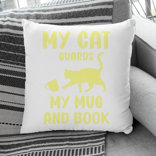 My Cat Guards My Mug And Book Humor Cats Premium Tri-Blend Pillowcase - Bookorys UK