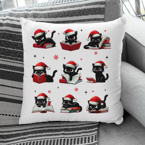 Cat Reading Books Lover Christmas Cat Lover Xmas Pillowcase - Bookorys