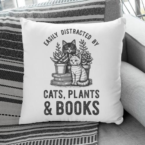 Cats Plants And Books Shirt Plant Lover Gardening Pillowcase - Bookorys