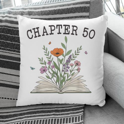 Chapter 50 Book Lovers & Readers 50th Birthday Wildflowers Pillowcase - Bookorys DE