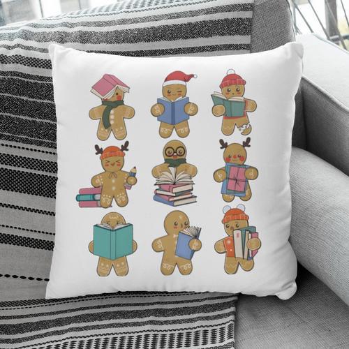 Christmas Library Gingerbread Man Books Lover Bookworm Pillowcase - Bookorys AU