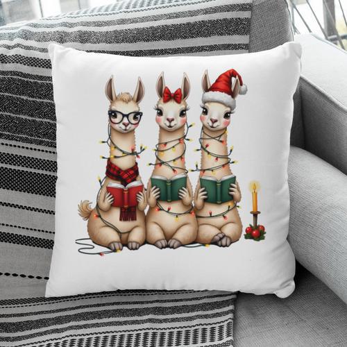 Christmas Three Llamas Reading Reading Books Llama Lover Pillowcase - Bookorys CA
