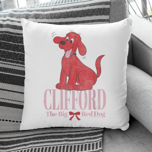 Clifford The Big Red Dog Pink Text With Bow Illustrated Book Pillowcase - Bookorys CA