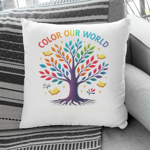 Color Our World Summer Reading Program 2025 Trippy Book Tree Pillowcase - Bookorys