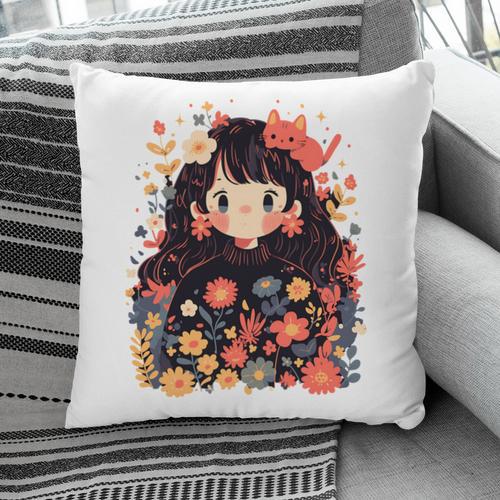 Cottagecore Wild Flowers Book Reader Cat Nature Soft Pillowcase - Bookorys DE