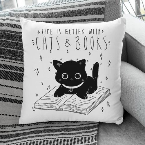 Cute Cats And Books Aesthetic Feline Reader Graphic Premium Tri-Blend Pillowcase - Bookorys