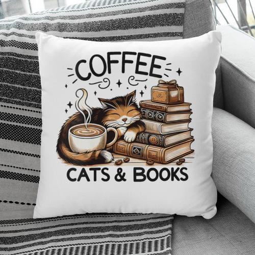 Cute Coffee Cats Books Lover Idea Women Men Kids Pillowcase - Bookorys DE