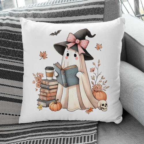 Cute Ghost Reading Book Librarian Book Lover Pillowcase - Bookorys