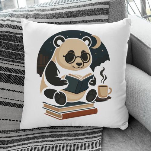 Cute Panda Reading Book Under Moon Bookworm Coffee Lover Pillowcase - Bookorys DE