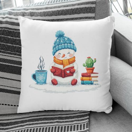 Cute Winter Cozy Snowman Reading Book Lovers Xmas Snowman Pillowcase - Bookorys