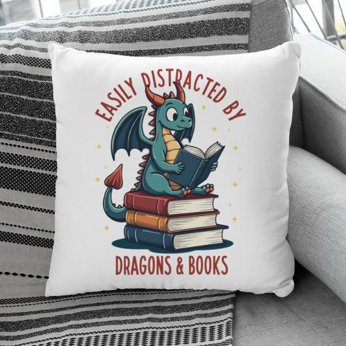 Dark Romance Romantasy Easily Distracted By Dragons & Books Pillowcase - Bookorys UK