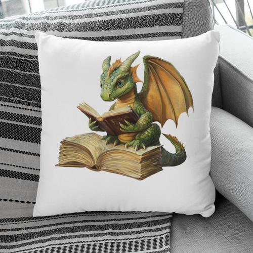 Dragon Bookworm Reading Book Graphic Pillowcase - Bookorys