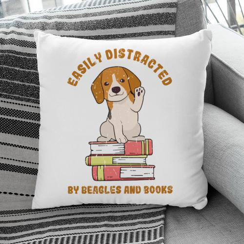 Easily Distracted By Beagles And Books Beagle Dog Pillowcase - Bookorys