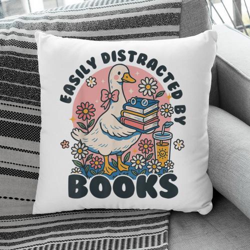 Easily Distracted By Books Read Goose Lover Bookworm Reading Pillowcase - Bookorys