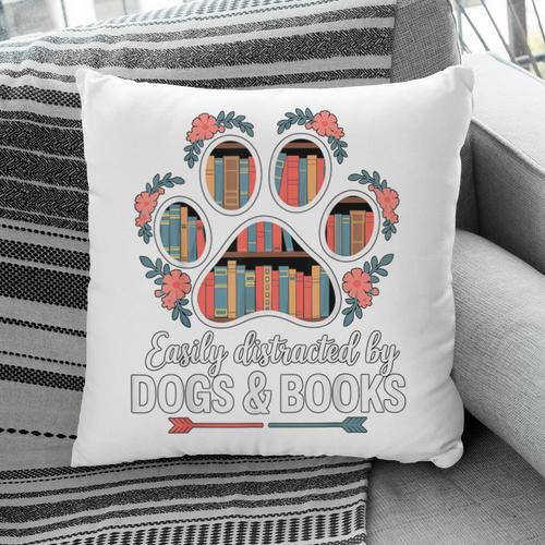 Easily Distracted By Dogs And Books Reading Pillowcase - Bookorys UK