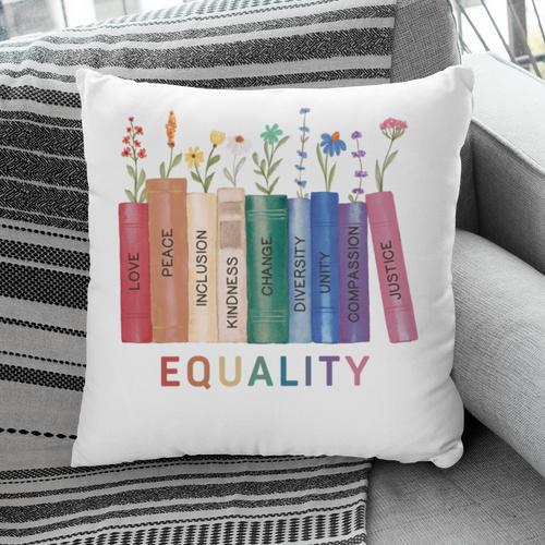 Equality Flower Books Equal Rights Social Justice Feminist Pillowcase - Bookorys