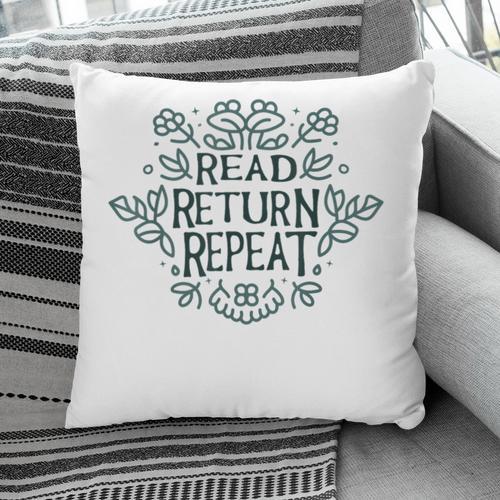 Floral “Read Return Repeat” Book Lovers Readers Librarians Pillowcase - Bookorys DE