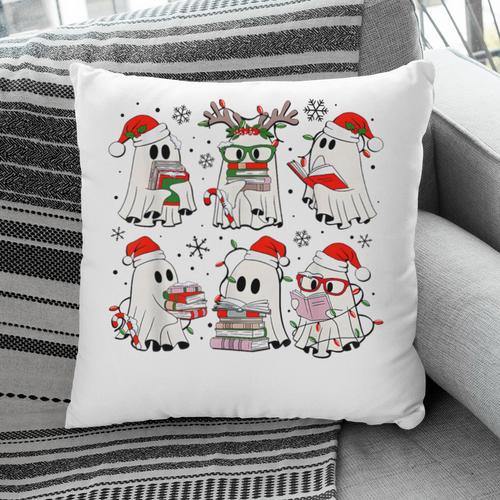 Ghost Book Reading Christmas Books Lover Teacher Kids Pillowcase - Bookorys CA