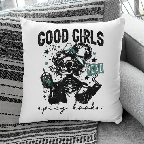 Good Girls Read Spicy Skeleton Book Club Pillowcase - Bookorys DE