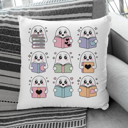 Halloween Ghosts Reading Books Pattern Spooky Kawaii Anime Pillowcase - Bookorys