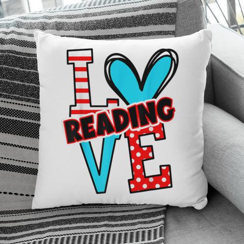 I Heart Books Love Reading Red And Stripe Animated Cat For Men Women Girls Kids Pillowcase - Bookorys CA