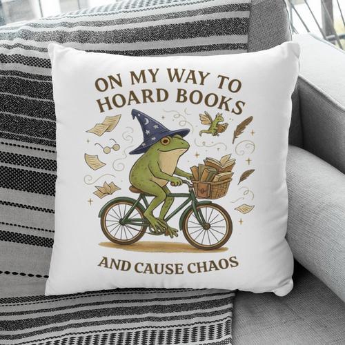 On My Way To Hoard Frog Books And Cause Cottagecore Chaos Pillowcase - Bookorys