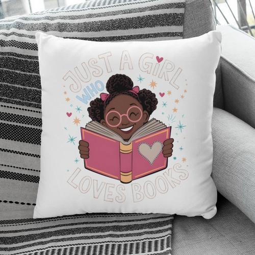 Just A Girl Who Loves Books Cute African American Afro Pillowcase - Bookorys DE