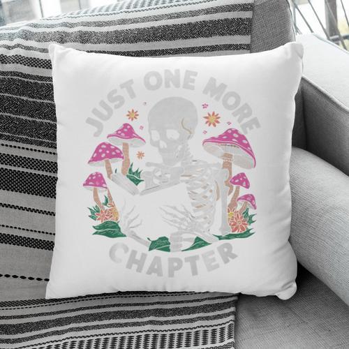 Just One More Chapter Mushrooms Gothic Skeleton Book Lover Premium Pillowcase - Bookorys CA