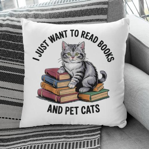 I Just Want To Read Books And Pet Cats Raglan Baseball Tee Pillowcase - Bookorys