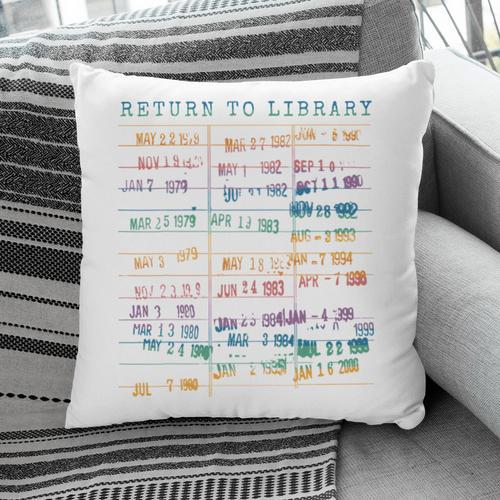 Library Card Vintage Book Due Date Bookish Rainbow Reading Pillowcase - Bookorys DE