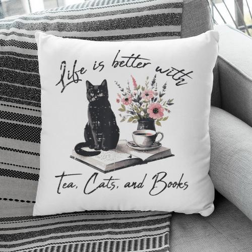 Life Better With 2 Cats Books Kitten Kitty Women Girls Kids Pillowcase - Bookorys