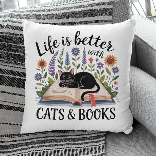 Life Is Better With Cats And Books Pillowcase - Bookorys CA