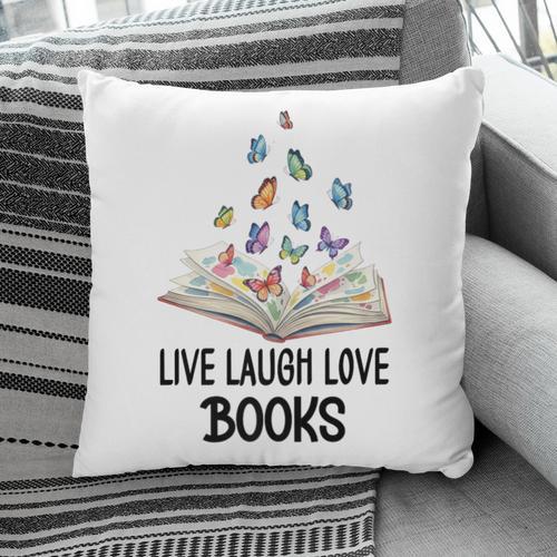 Live Laugh & Love Books Reading Butterfly Book Lover Bookish Premium Pillowcase - Bookorys
