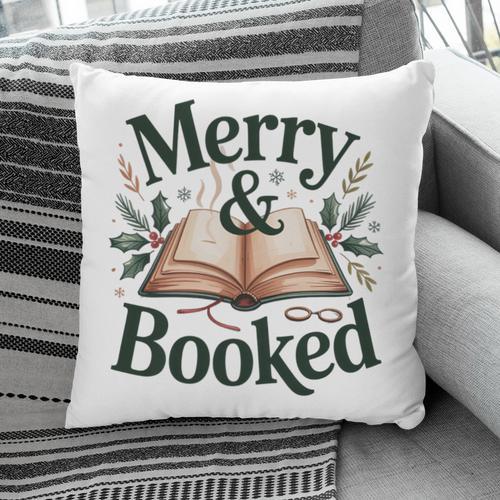 Merry And Booked Holiday Reading Winter Book Lover Premium Tri-Blend Pillowcase - Bookorys DE