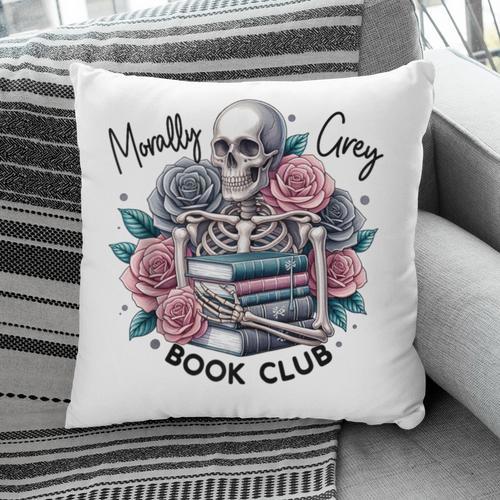 Morally Grey Skeleton Reading Smut Smutty Spicy Books Lover Pillowcase - Bookorys DE