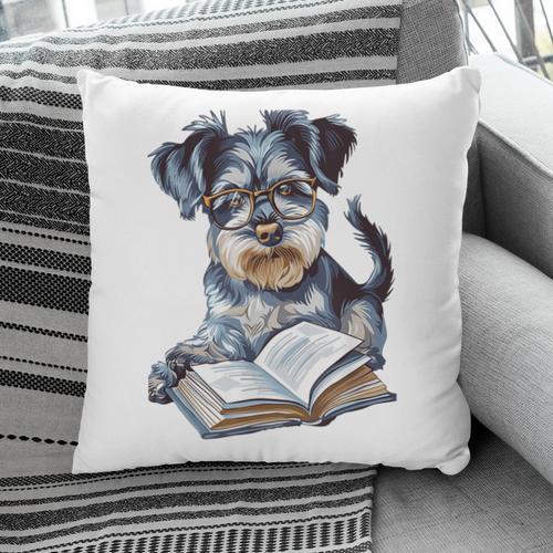 Nerdy Schnauzer Dog Book Lover Glasses Cute Pet For Men Women Kids Pillowcase - Bookorys DE