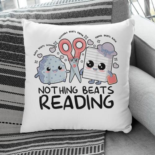 Nothing Beats Reading Rock Paper Scissors Book Lover Teacher Pillowcase - Bookorys