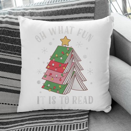 Oh What Fun It Is To Read Book Christmas Tree Premium Tri-Blend Pillowcase - Bookorys UK