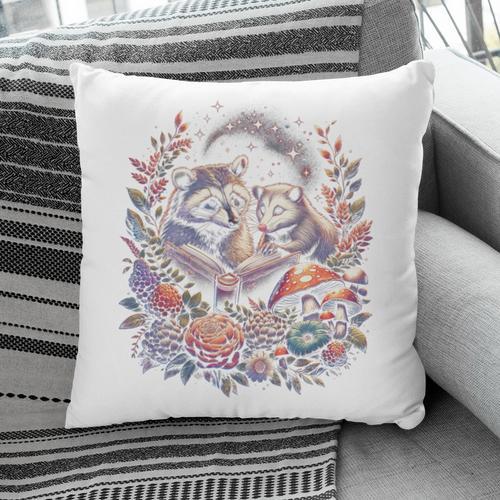 Opossum Racoon Floral Book Lover Cottagecore Fairycore Pillowcase - Bookorys DE