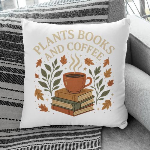 Plants Books And Coffee Nature Leaves Reading Book Lover Premium Tri-Blend Pillowcase - Bookorys
