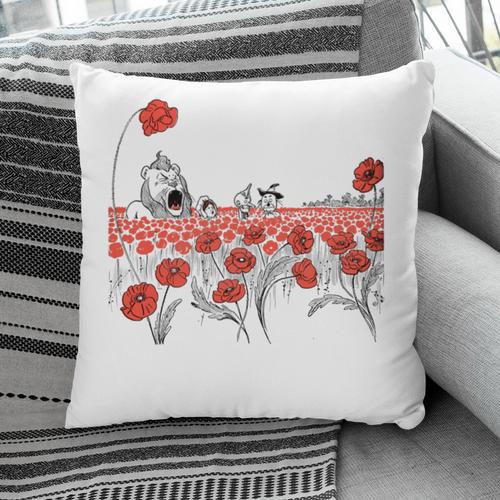 Poppy Field Wizard Of Oz Cowardly Brave Lion Book Pillowcase - Bookorys CA