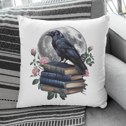 Raven Nature Art Crow Moon Book Cottagecore Botanical Flower Pillowcase - Bookorys DE