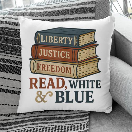 Read Blue Liberty Books July 4th Independence Pillowcase - Bookorys