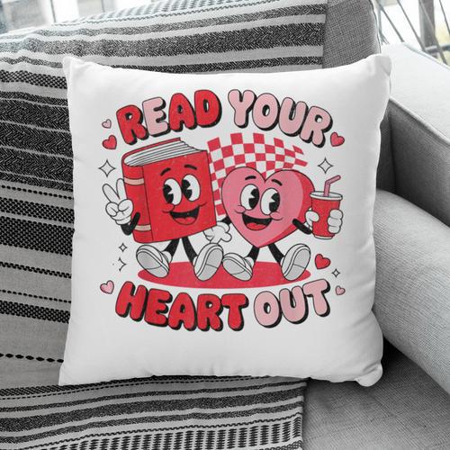 Read Your Heart Out Valentine's Day Retro Teacher Bookish Pillowcase - Bookorys CA